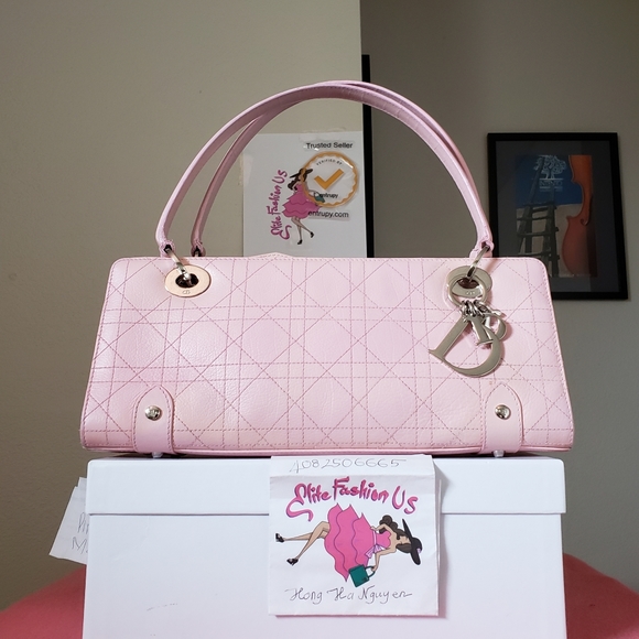 Dior Handbags - Dior East West Cannage pink calfskin silver hw